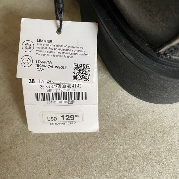 Zara Womens Chunky Sole Leather Zip Ankle Boot 38 - Picture 9 of 11